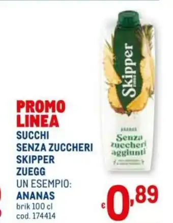 Metro Zuegg Skipper Succhi Senza Zuccheri Ananas 100cl offerta