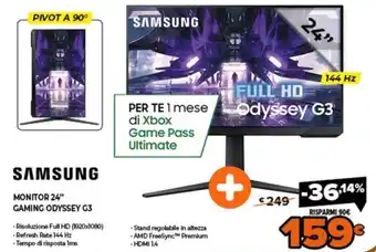 Expert Samsung Monitor 24" Gaming Odyssey G3 offerta