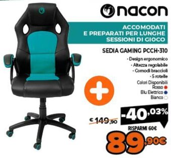 Expert Nacon Sedia Gaming PCCH-310 offerta