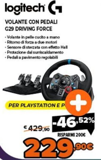 Expert Logitech Volante con Pedali G29 Driving Force offerta