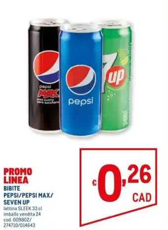 Metro Pepsi/Pepsi Max/Seven Up Bibite 33cl offerta