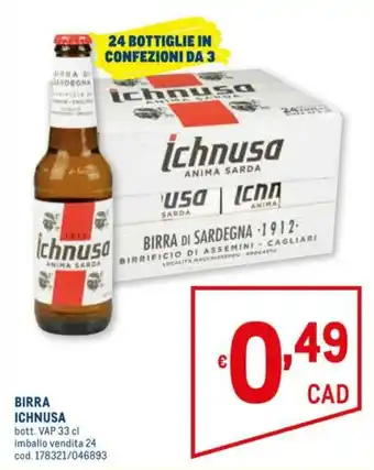 Metro Ichnusa Birra 33cl offerta