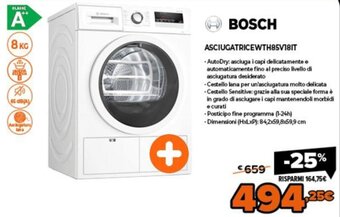 Expert Bosch Asciugatrice WTH85V18IT offerta