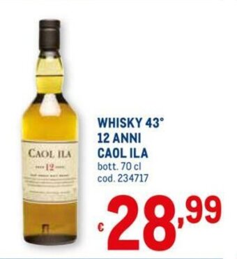 Metro Caol ILa Whisky 43° 12 Anni 70cl offerta