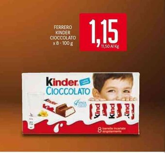 Supermercati Piccolo Ferrero Kinder Cioccolato x 8 - 100 g offerta