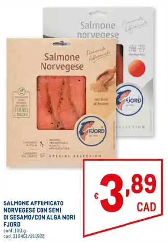 Metro Salmone Affumicato Norvegese con Semi di Sesamo/con Alga Nori Fjord 100g offerta