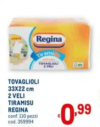 Metro Regina Tiramisu Tovaglioli 33x22cm 2 Veli 110 pezzi offerta