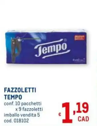 Metro Tempo Fazzoletti 10 pacchetti + 9 fazzoletti offerta