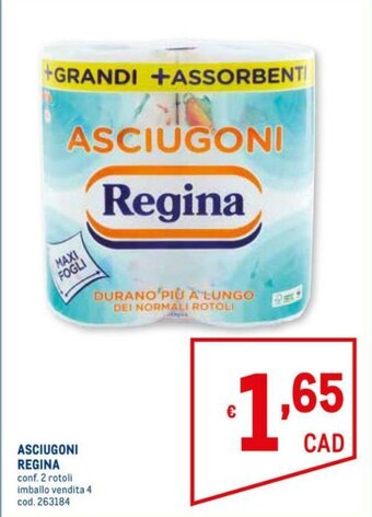 Metro Regina Asciugoni 2 rotoli offerta