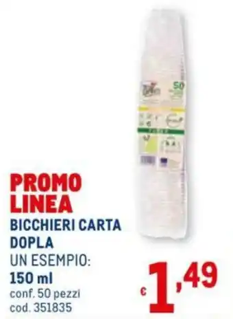 Metro Dopla Carta Bicchieri 150ml offerta