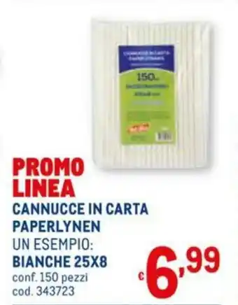 Metro Paperlynen Cannucce in Carta Bianche 25x8 150 pezzi offerta