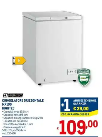 Metro Hightec Congelatore Orizzontale NX100 offerta