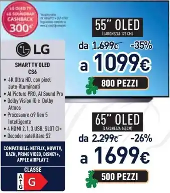 Unieuro LG Smart TV OLED 55" CS6 offerta
