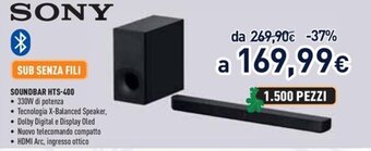Unieuro Sony Soundbar HTS-400 offerta