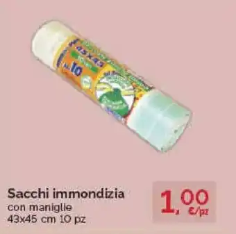 Sacchi immondizia con maniglie 43x45cm 10 pz