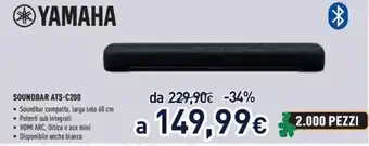Unieuro Yamaha Soundbar ATS-C200 offerta