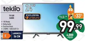 Unieuro Teklio TV LED 24" 24HG5 offerta
