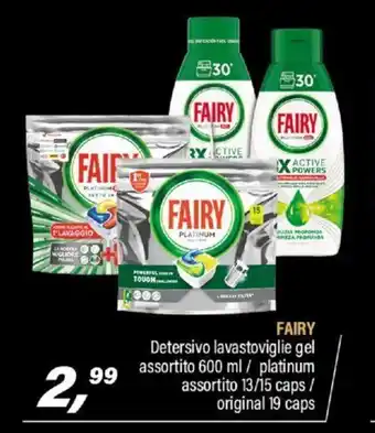 Caddy's Fairy Detersivo lavastoviglie gel assortito 600 ml / platinum assortito 13/15 caps/ original 19 caps offerta