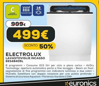Euronics Electrolux lavastoviglie incasso offerta