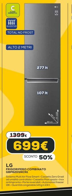 Euronics Lg frigorifero combinato offerta