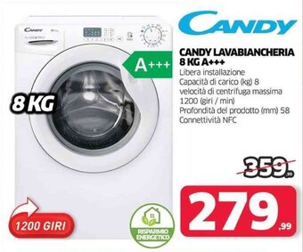 Telitaly Candy Lavabiancheria 8 kg A+++ offerta