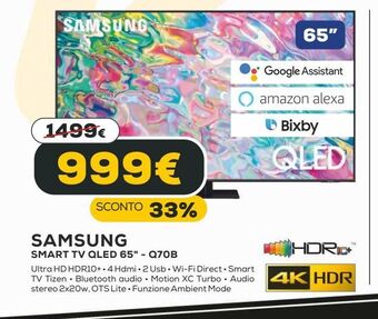 Euronics Samsung smart tv qled 65 offerta