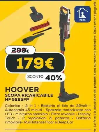 Euronics Hoover scopa ricaricabile offerta