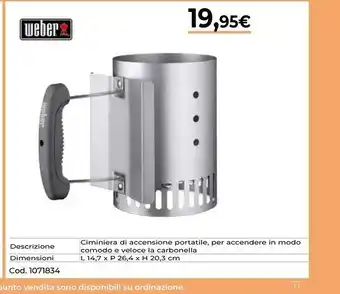 Weber Ciminiera Di Accensione Portatile Cod. 1071834