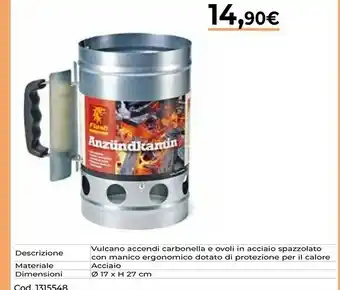 Vulcano Accendi Carbonella E Ovoli In Acciaio