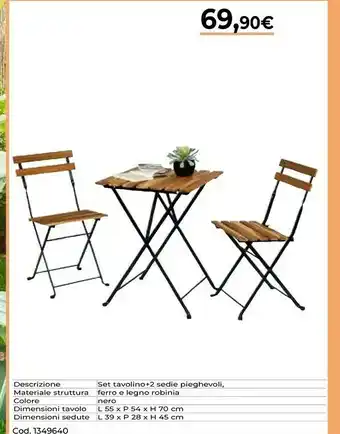 Brico Io Set Tavolino+2 Sedie Pieghevoli offerta