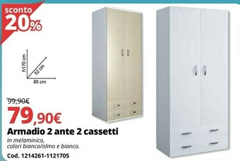 Brico Io Armadio 2 Ante 2 Cassetti offerta