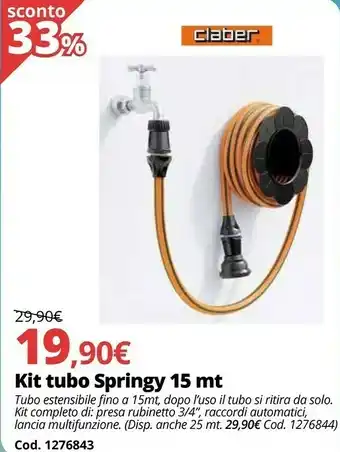 Claber Kit Tubo Springy 15 Mt