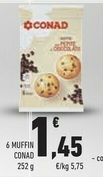 Conad Conad - Muffin Con Pepite Di Cioccolato 252 G(ml) offerta