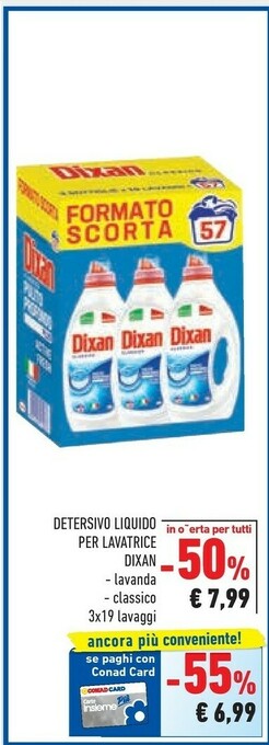 Conad Dixan Detersivo Liquido Per Lavatrice offerta