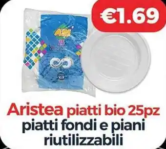 Aristea piatti bio 25pz piatti fondi e piani riutilizzabili