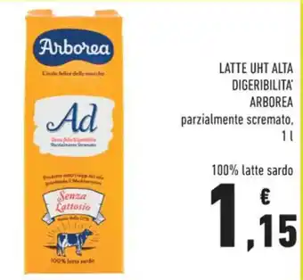 Conad Arborea Latte UHT Alta Digeribilita' parzialmente scremato, 1 l offerta