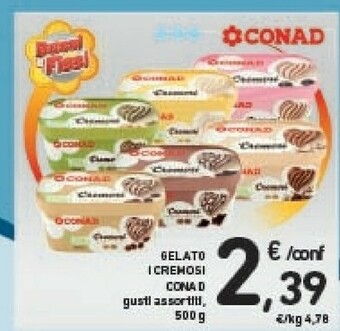 Conad Conad - Gelato Al Pistacchio Affogato Al Gianduia I Cremosi 500 G(ml) offerta