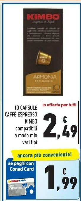 Conad Superstore Kimbo Cialde caffè offerta