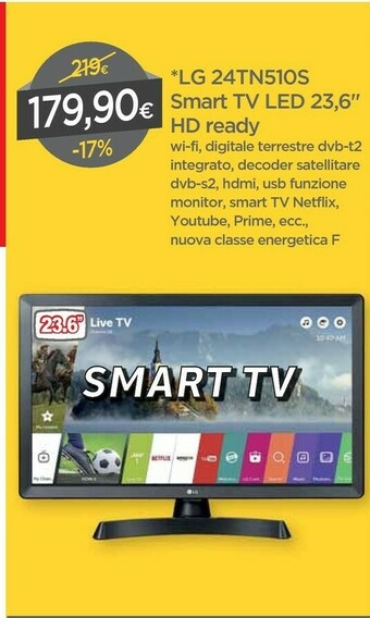 DPiù LG 24TN510S-PZ TV 59,9 Cm (23.6") Full HD Smart TV Wi-Fi Display Arrotolabile Nero offerta