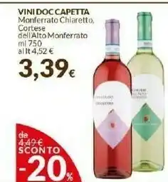 Doro Supermercati Capetta Vini Doc Monferrato Chiaretto Cortese Dell'alto Monferrato offerta