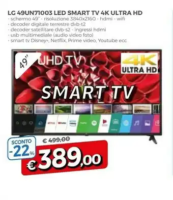 Famila LG 49UH610V 49" 4K Ultra HD Smart TV Wi-Fi Nero LED TV offerta