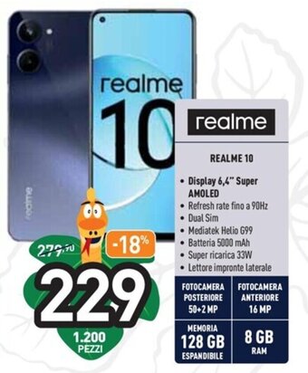 Unieuro Realme 10 offerta