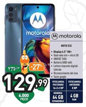 Unieuro Motorola Moto E32 offerta