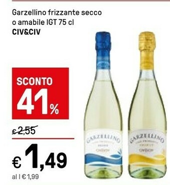 Iper La Grande Civ & civ Vino Frizzante Secco Garzellino 750 G(ml) offerta