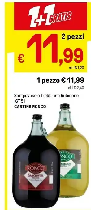 Iper La Grande Cantine ronco Sangiovese O Trebbiano Rubicone Igt 5 L offerta