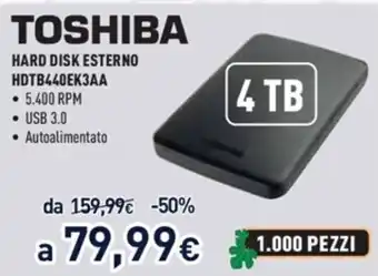 Unieuro Toshiba Hard Disk Esterno HDTB440EK3AA offerta