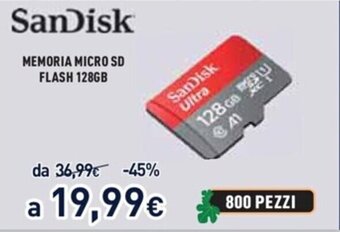 Unieuro SanDisk Memoria Micro SD Flash 128GB offerta