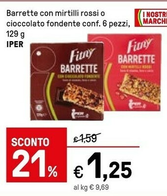 Iper La Grande Iper Barrette Con Mirtilli Rossi O Cioccolato Fondente offerta