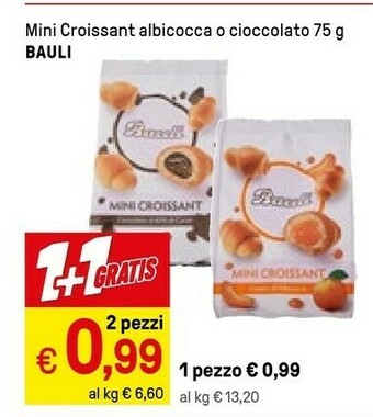 Iper La Grande Bauli Mini Croissant Albicocca O Cioccolato 75 G offerta