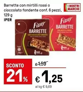 Iper La Grande Iper Barrette Con Mirtilli Rossi offerta